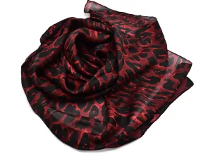 100% Silk Red Leopard Print Scarf