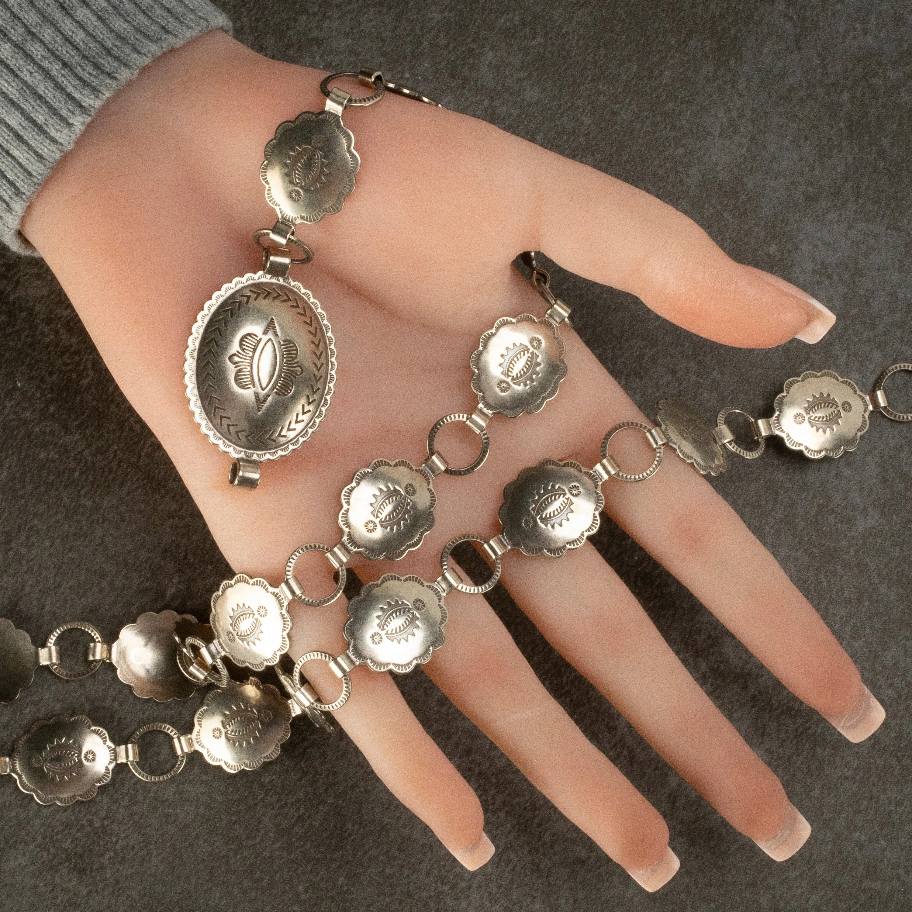 42 Oval Nickel Silver Concho Belt