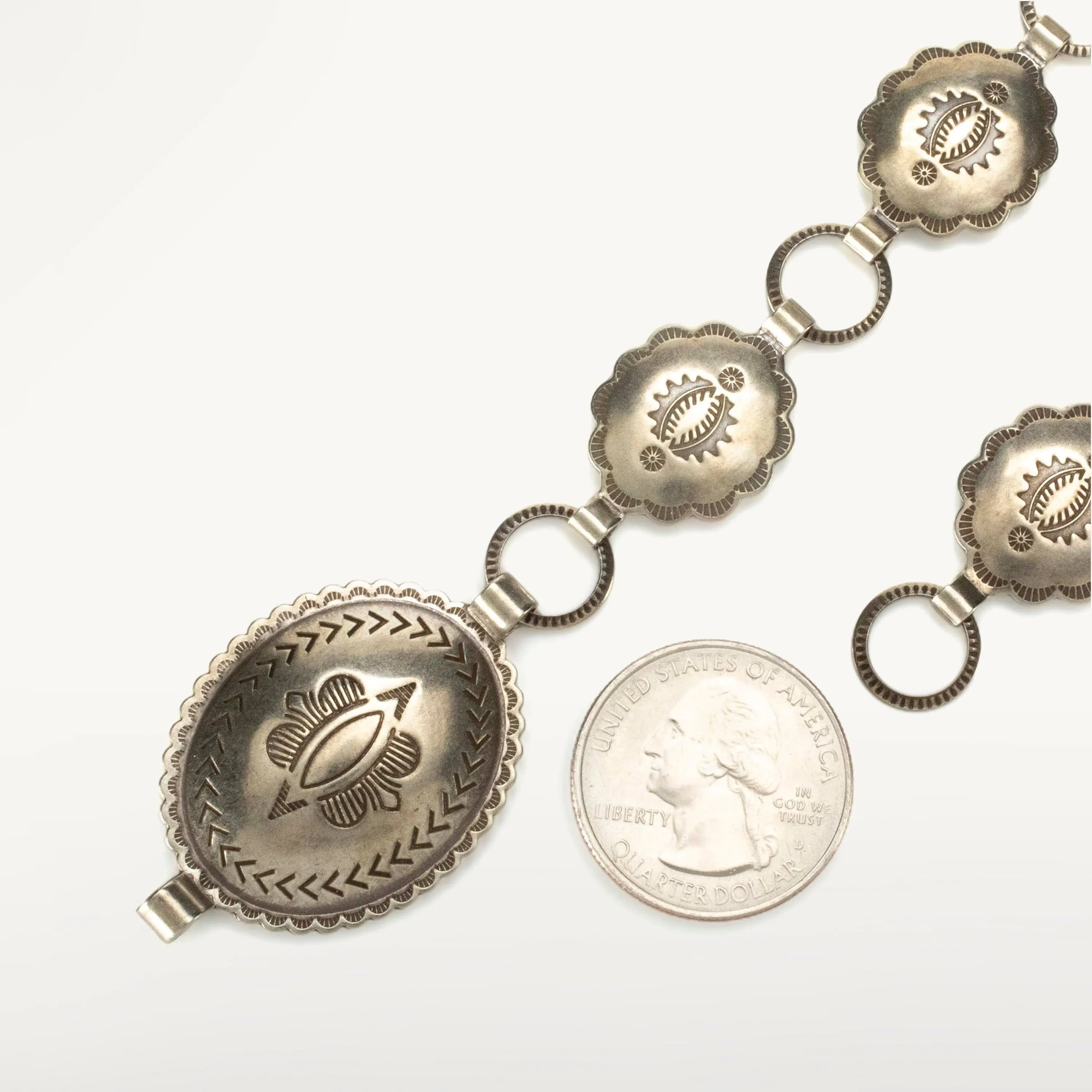 42 Oval Nickel Silver Concho Belt