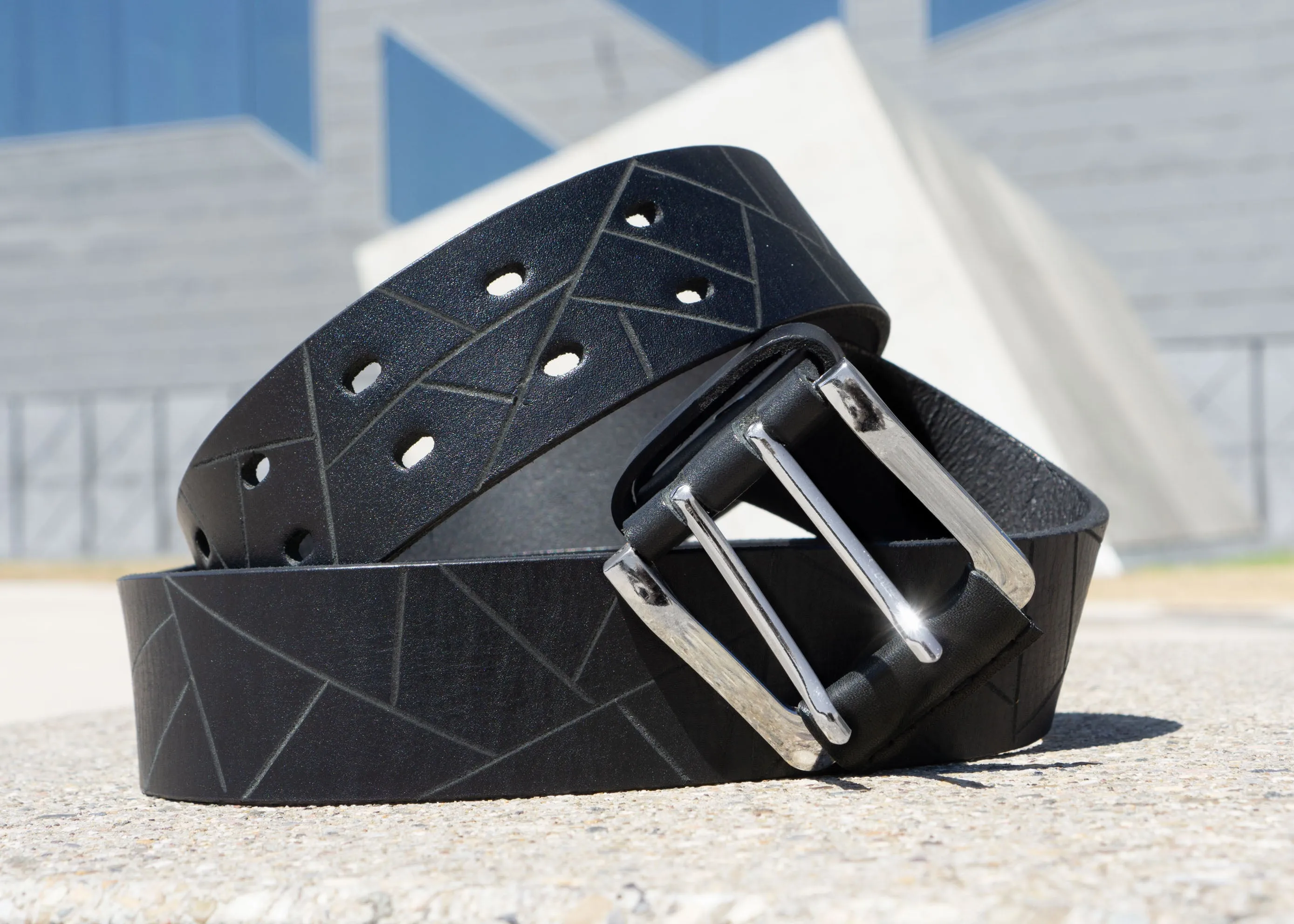 Black Leather Belt | Men’s Designer Belt "Graphic"