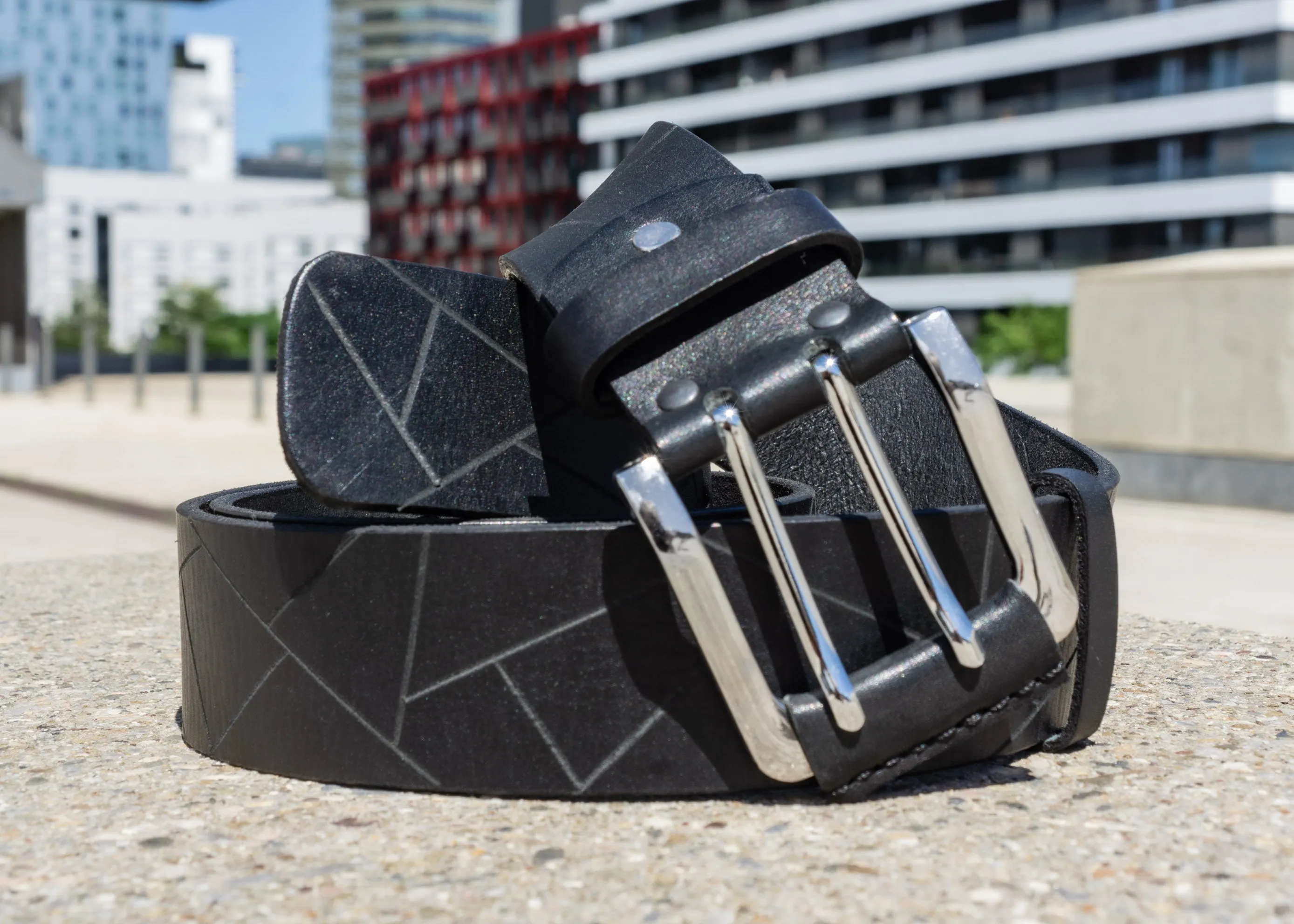 Black Leather Belt | Men’s Designer Belt "Graphic"