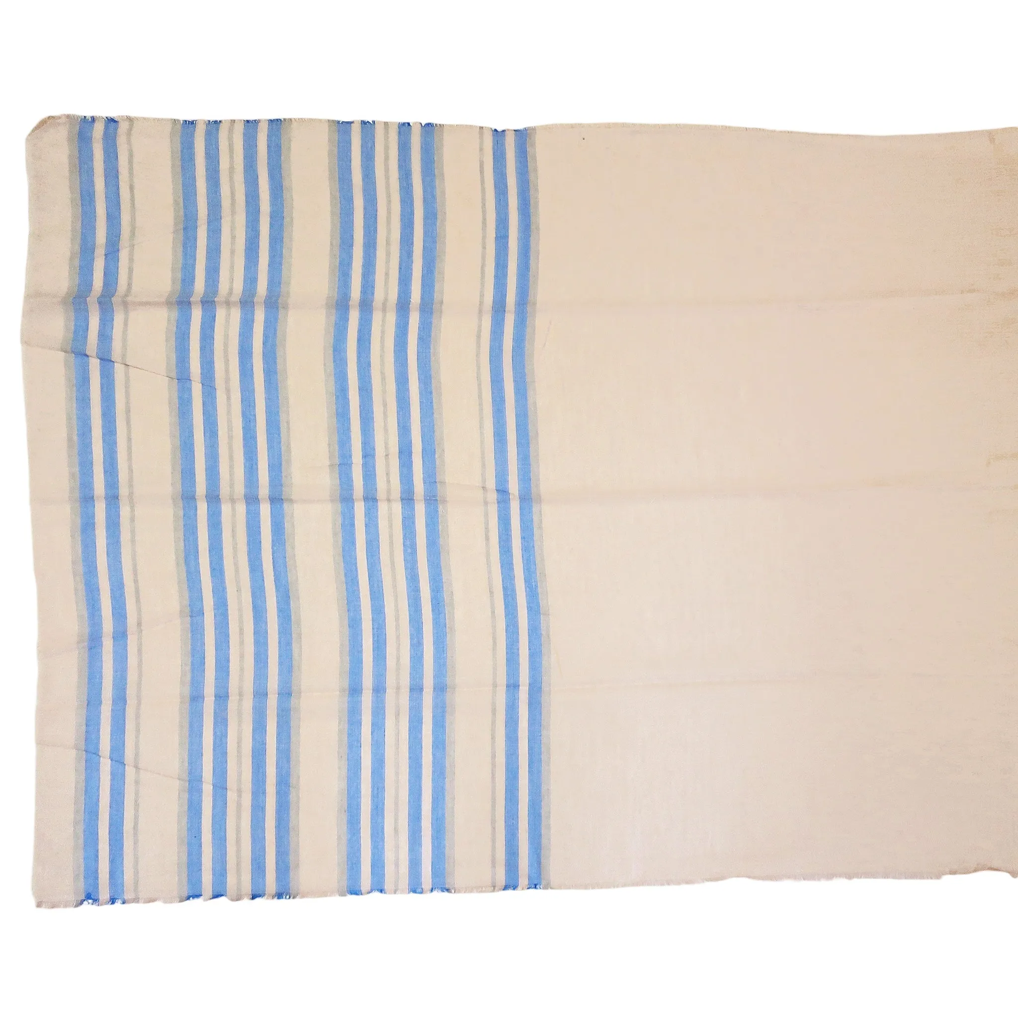 Blue Pacific Turkish Cotton Stripe Scarf in Wedgewood and Sand