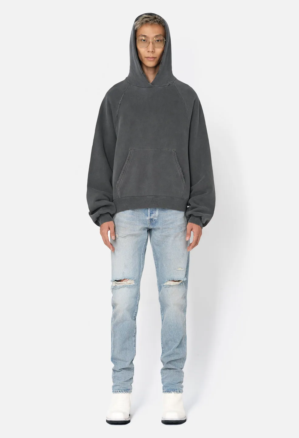 Folsom Cropped Raglan Hoodie / Vintage Black