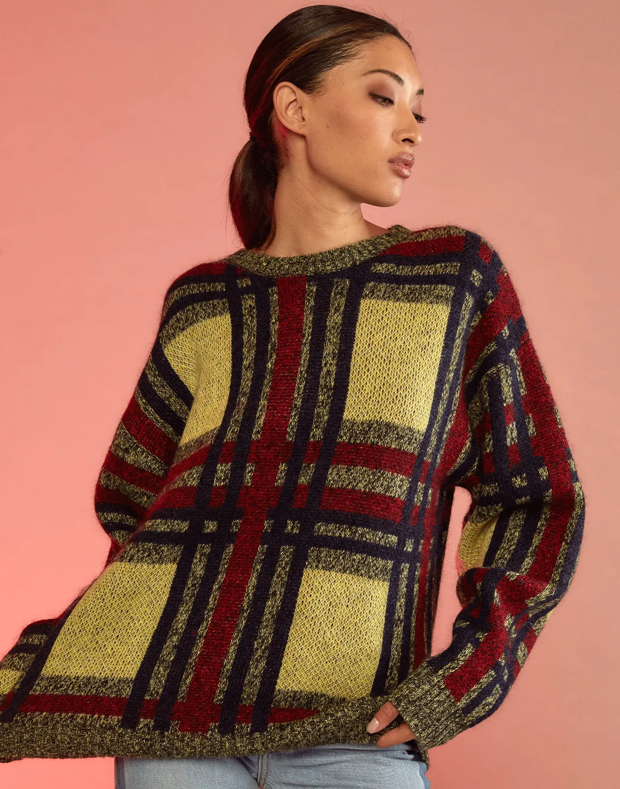 Plaid Mohair Sweater