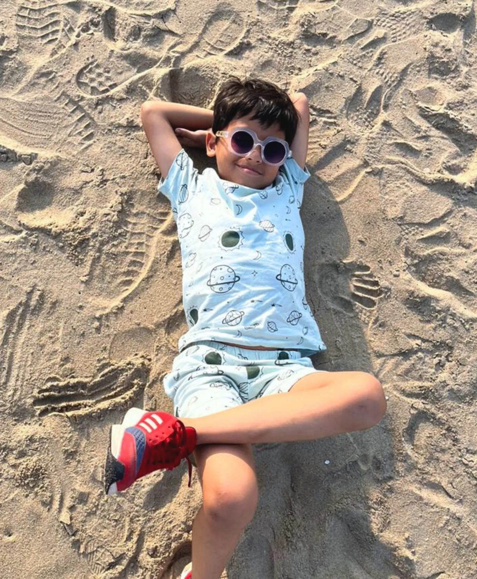 Planet Pattern Half Sleeves T-Shirt & Shorts Set