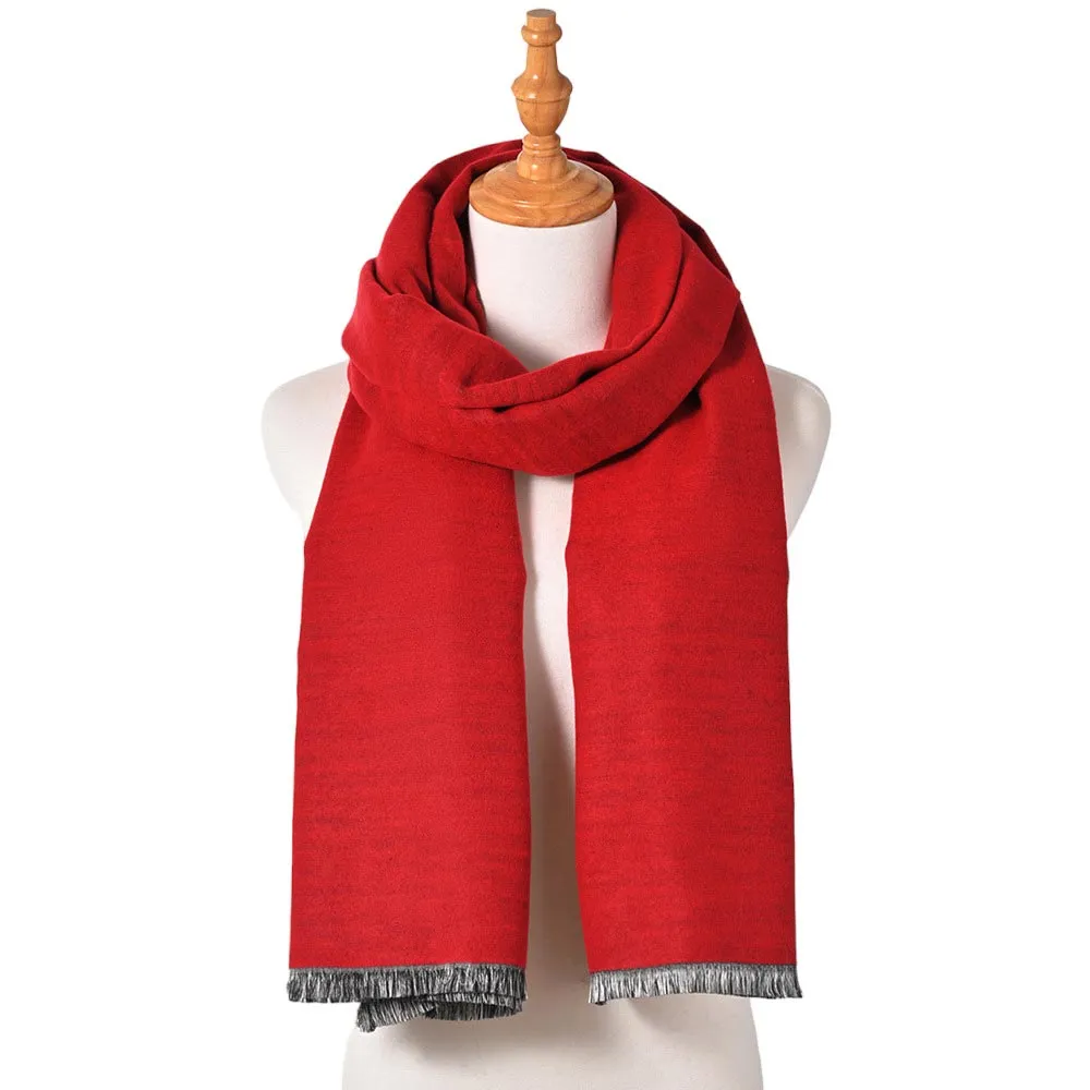 Reversible Frayed Oblong Scarf