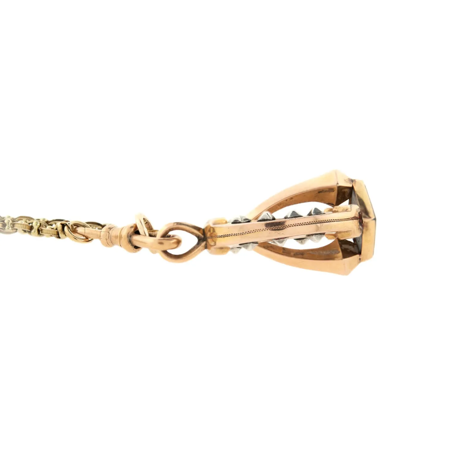 Victorian 14k   Sterling Bloodstone Horseshoe Fob with Mariner Link Watch Chain